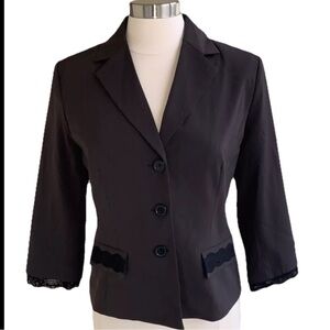 Shape FX Blazer Black Pinstripe Size 12 Lace Detail QVC LYCRA Shapewear Slimming